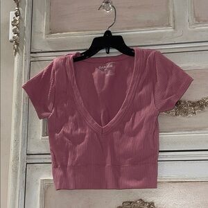 Garage Women's Mauve Ribbed Crop Top